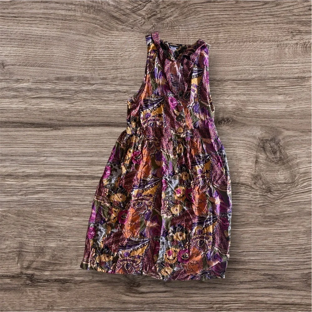 paul harris jumpsuit dress floral 9/10 Vintage Colorful Summer Cotton Pocket - Picture 2 of 16